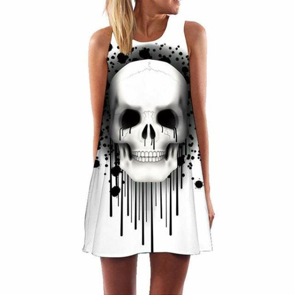White dress with skulls
